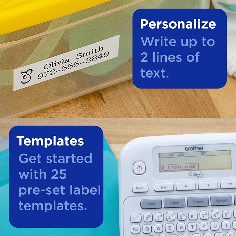 Brother PTD220 Label Maker Bundle with Laminated Tape & Carry Case