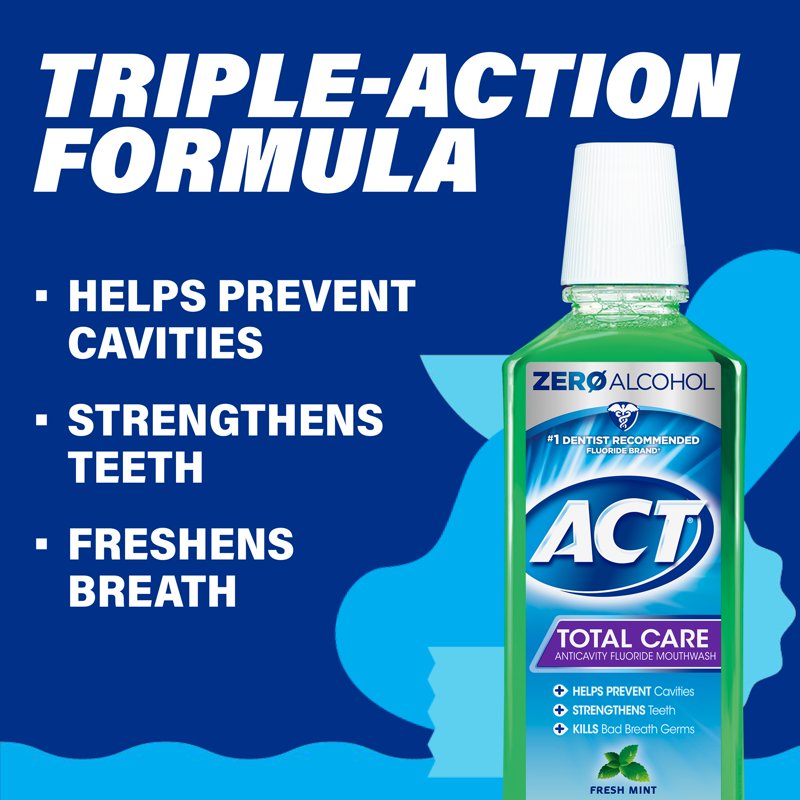 Anticavity Mouthwash with Fluoride and Fresh Mint - 33.8 fl oz, Pack of 3