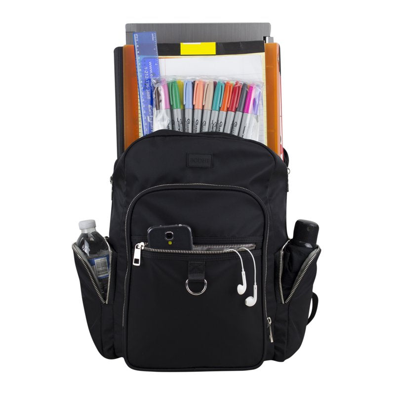 Essential Laptop Backpack with Trolley Sleeve - Black, Floral, Pink