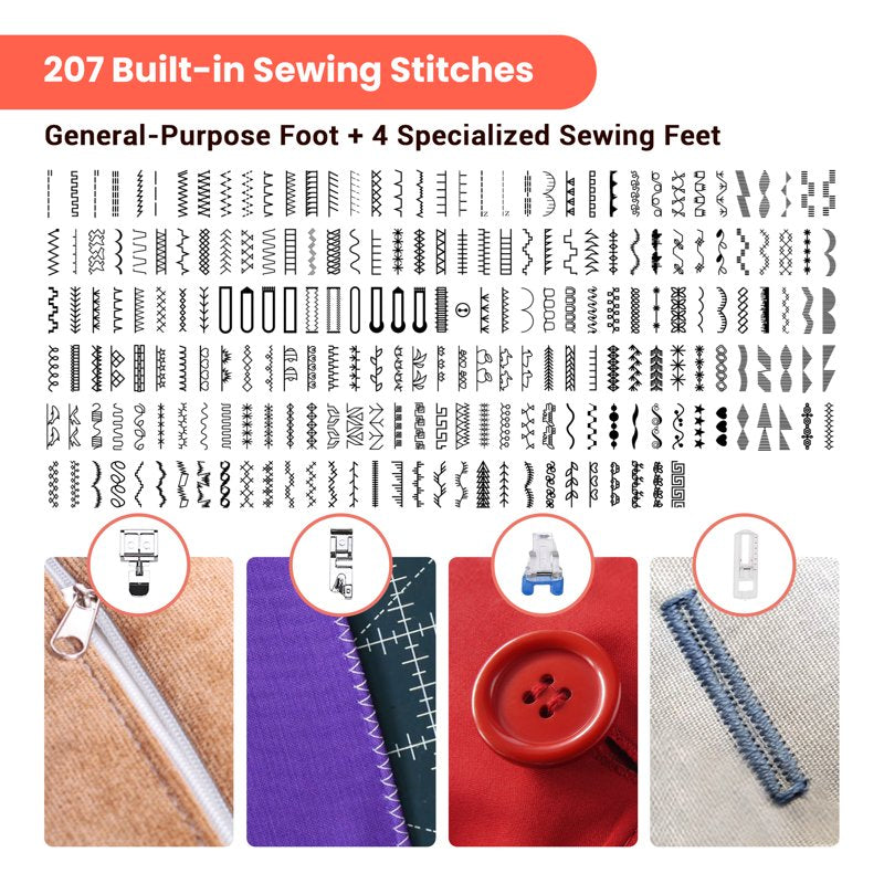 2-in-1 Embroidery and Sewing Machine with Touchscreen, WiFi, 206 Stitches