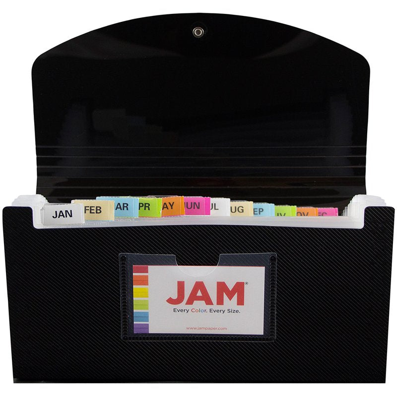 13-Pocket Expanding File Folder with Elastic Closure - Black, 5x10.5 Inches