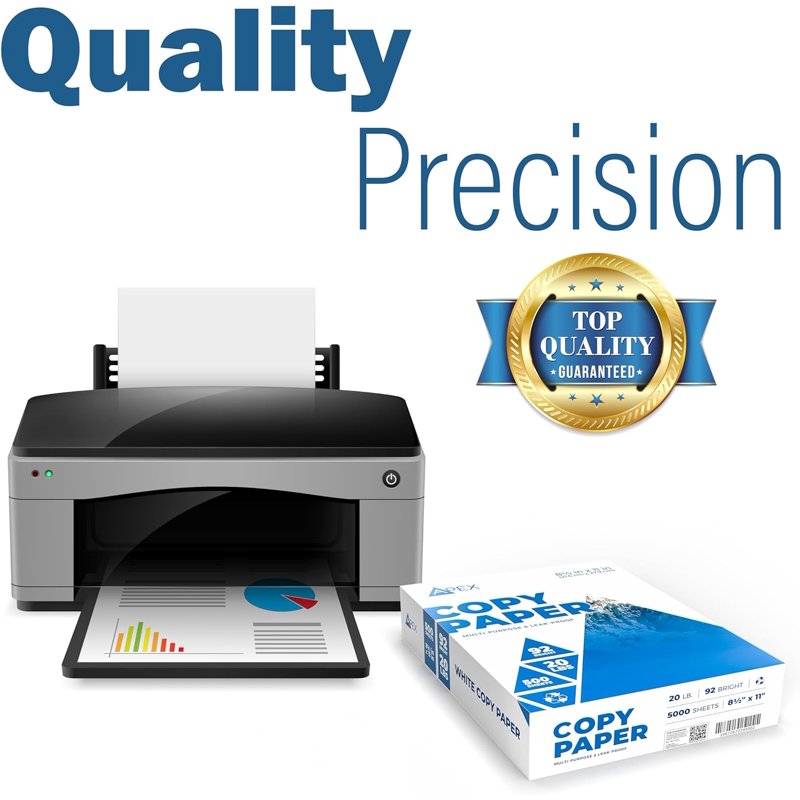 Apex White Copy Paper 8.5 x 11 Inches - Multipurpose Printer Paper, 10 Reams Case