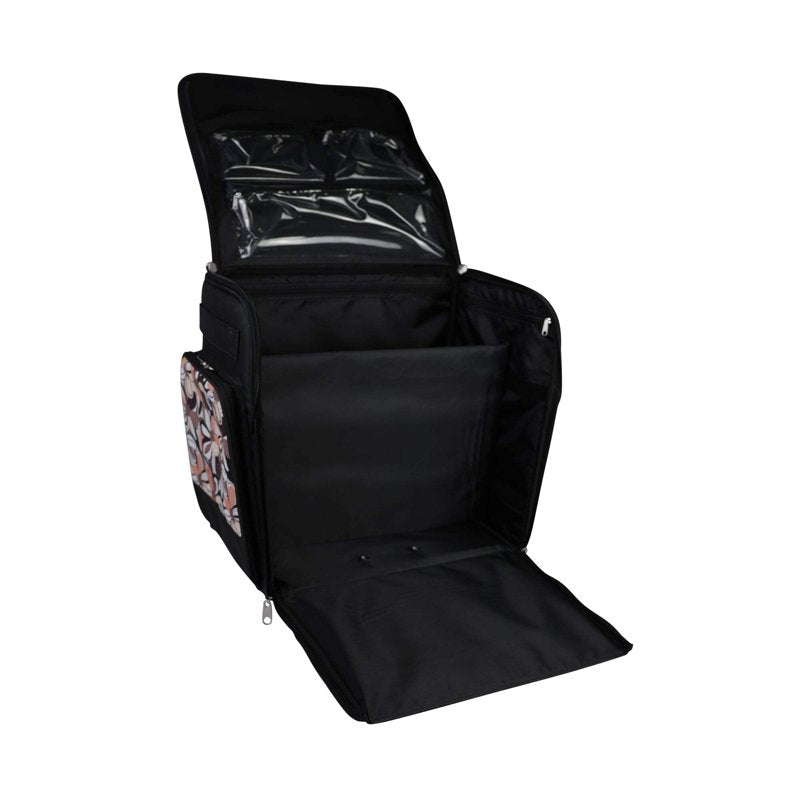 Collapsible Rolling Scrapbook Case with Organizer - Brown Floral