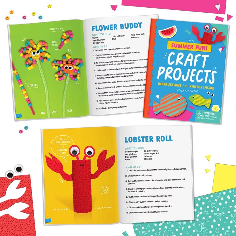 Kids Art & Craft Kit with 200+ Supplies - Summer Creativity Jar for Children