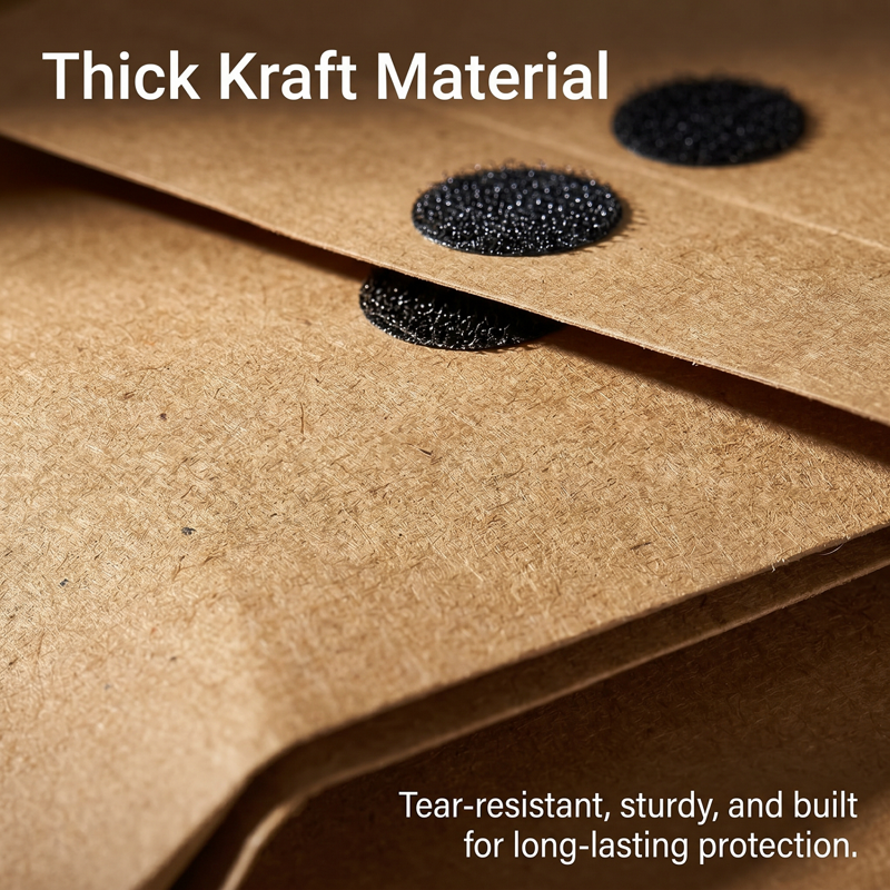 Large Expandable Kraft Envelope with Hook-and-Loop Closure - 15 Pack