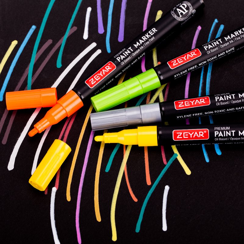 ZEYAR Fine Point Paint Markers Set - 24 Metallic, Neon & Basic Colors Waterproof & Permanent