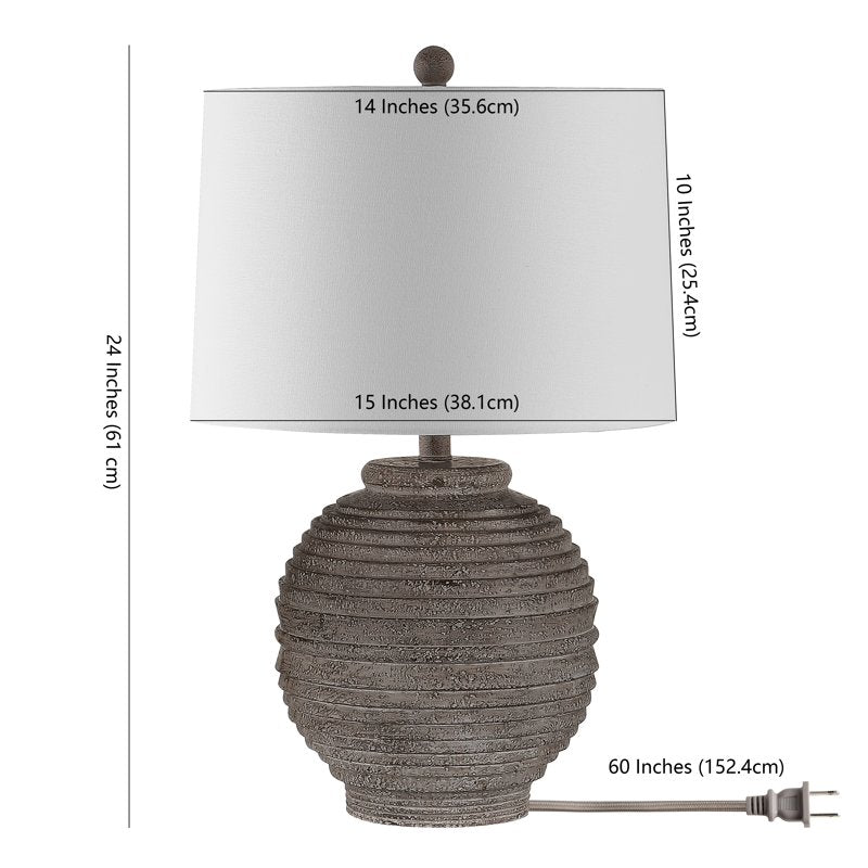 24 Inch Classic Contemporary Table Lamp - Brown Resin with White Shade