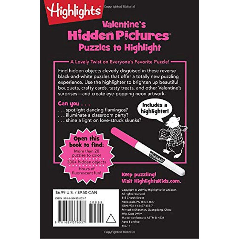 Valentine's Hidden Pictures Puzzle Book for Kids - Glow-in-the-Dark Fun