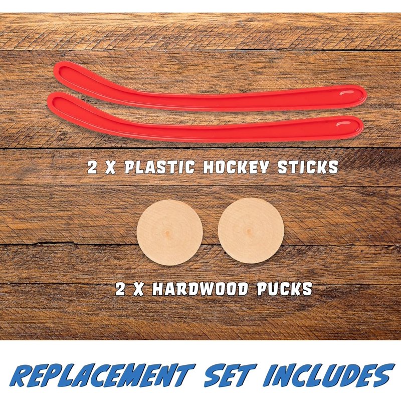 Tabletop Hockey Set with 2 Wooden Pucks & 2 Lightweight Sticks – Indoor Game