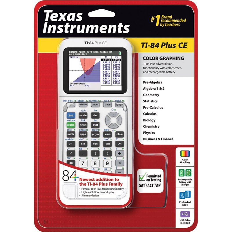 Color Graphing Calculator with Backlit Display and Rechargeable Battery