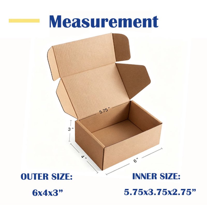 Small Shipping Boxes 25 Pack - 6x4x3 Inch Corrugated Cardboard Mailers for Packaging