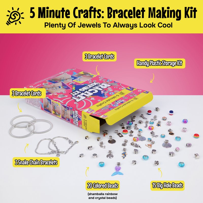 Kids Jewelry Making Kit with Beads Charms Pendants - Creative Arts & Crafts Set for Ages 6+
