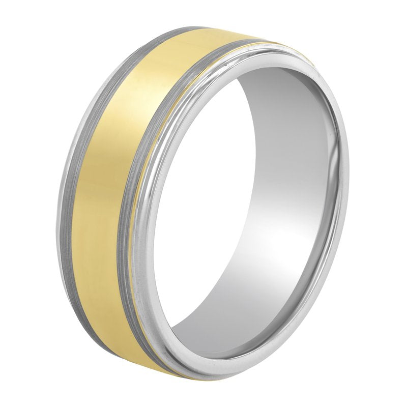 Men's Tungsten Wedding Band - High Polish Yellow Finish, 8MM