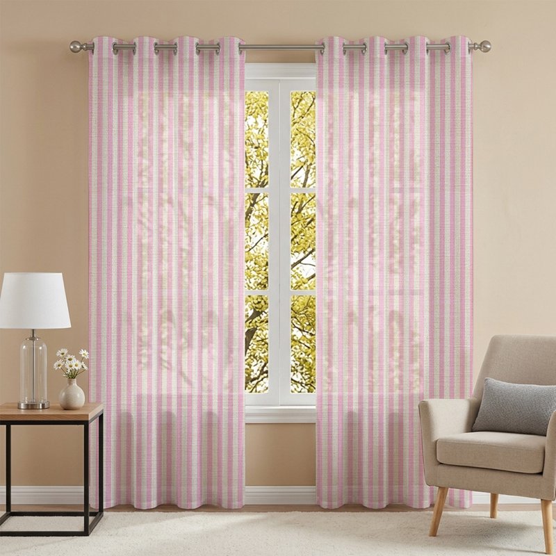 Light Filtering Sheer Curtains 72 Inch Long Grommet Panel for Living & Bedroom Windows