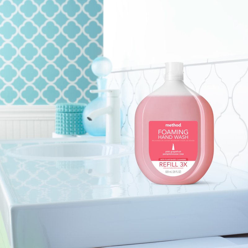 Method Foaming Hand Soap Refill Pink Grapefruit 28 oz – Eco-Friendly, Recyclable Packaging