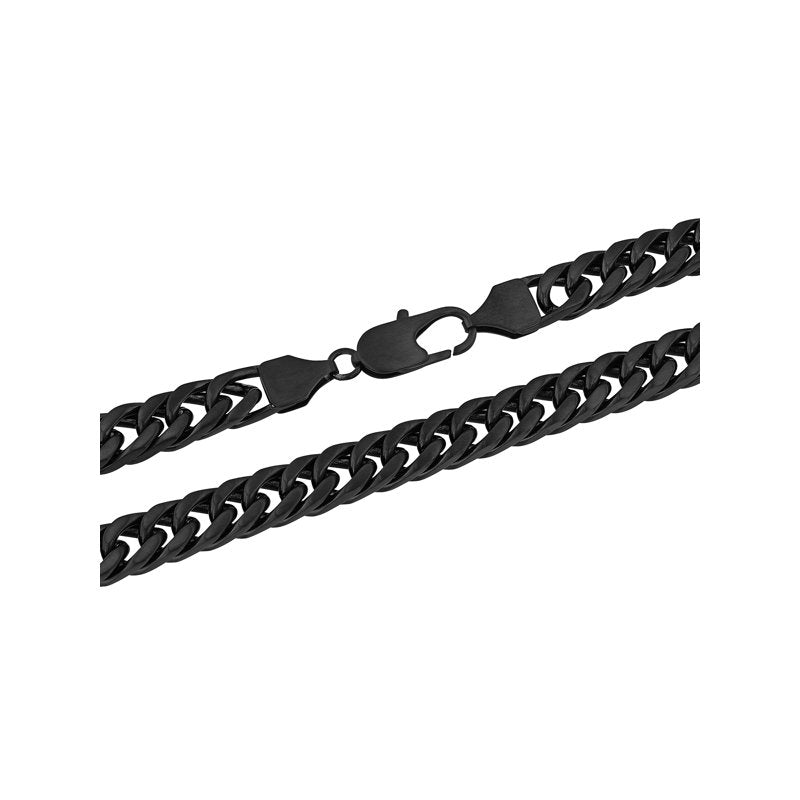 Men's Black Stainless Steel Curb Chain Necklace 22 Inch - Heavy Duty Jewelry