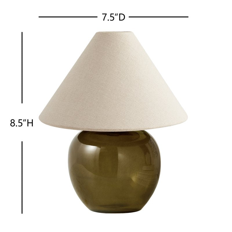 Rechargeable LED Table Lamp with Dimmable Touch Sensor - Green Glass Base