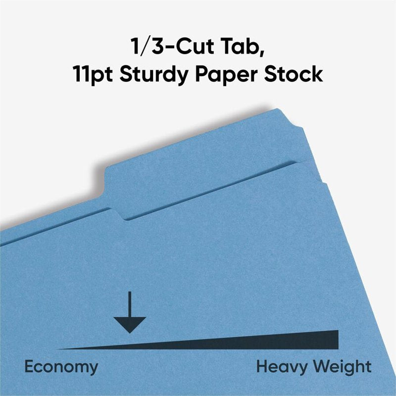 Blue Fastener File Folders with Reinforced Tabs - 50 Pack, Letter Size