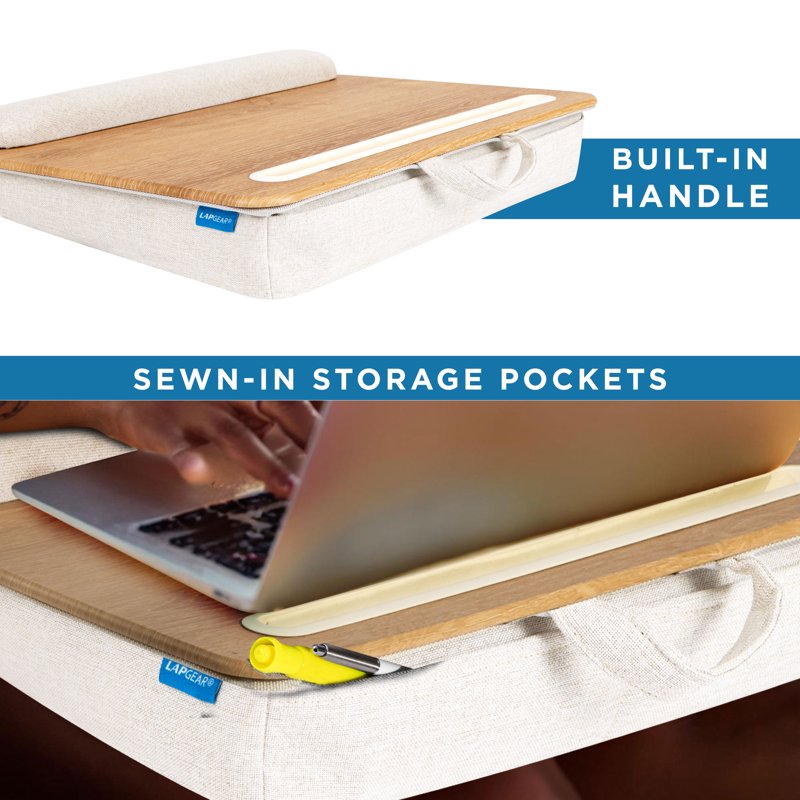 LapGear Portable Lap Desk with Cushion - Fits 15.6-Inch Laptop, White Oak Woodgrain (Variation: White Oak Woodgrain)