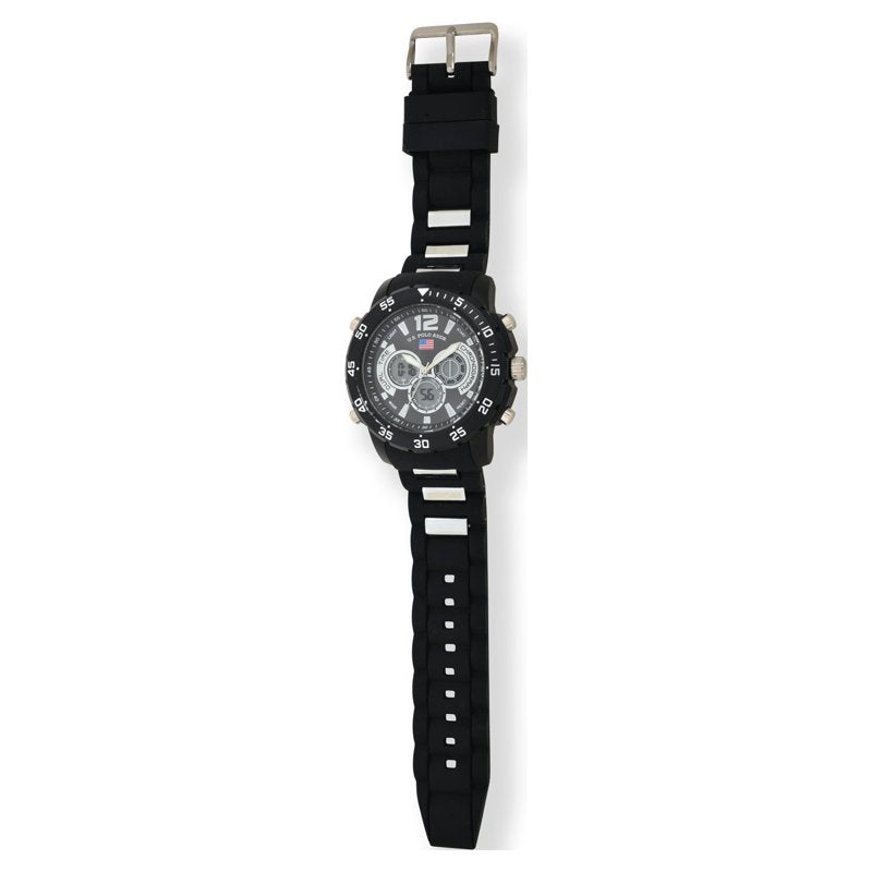 Men's Sport Analog Digital Watch with Black Rubber Strap - US9544WM