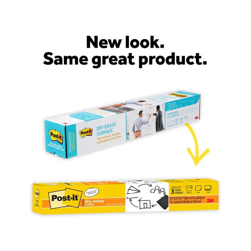 Self-Stick Dry Erase Film Surface - White 3x2 Ft, Reusable Whiteboard