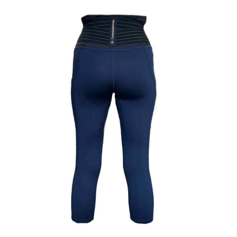 Women's Adjustable Back Support Leggings - 19 Inch Navy Yoga & Workout Pants