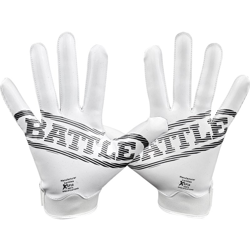 Youth Football Receiver Gloves Large White - Battle Sports Doom 1.0