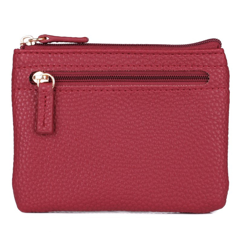 Women's RFID Coin & Card Case with Pebble Textured Vegan Leather - Multiple Colors