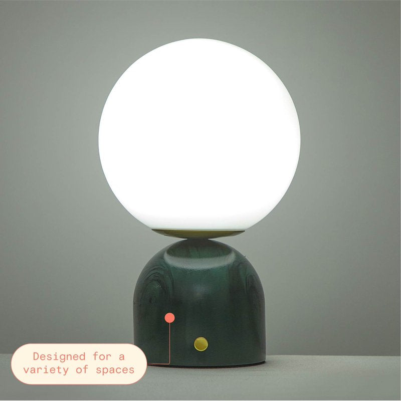 Green Marble Uplight with Brass & Glass Accents - 9.25-Inch Modern Table Lamp