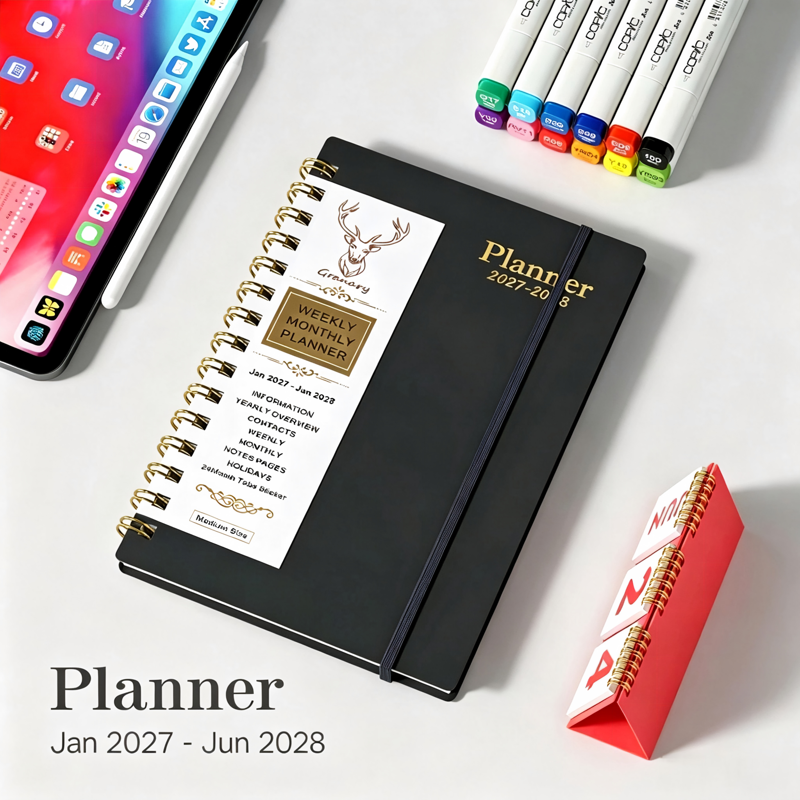 Academic Weekly & Monthly Planner 2027-2028 with Tabs, Flexible Cover, Wirebound, 5.6x8.2 Inches