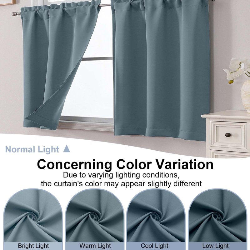 Blackout Curtain Panels 30x36 Inches for Small Windows - 2 Pack
