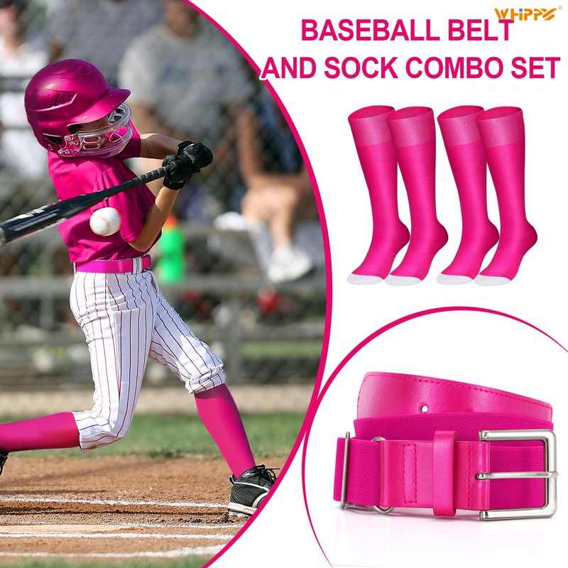 Youth Baseball Socks and Elastic Belt Set for Kids Boys Girls