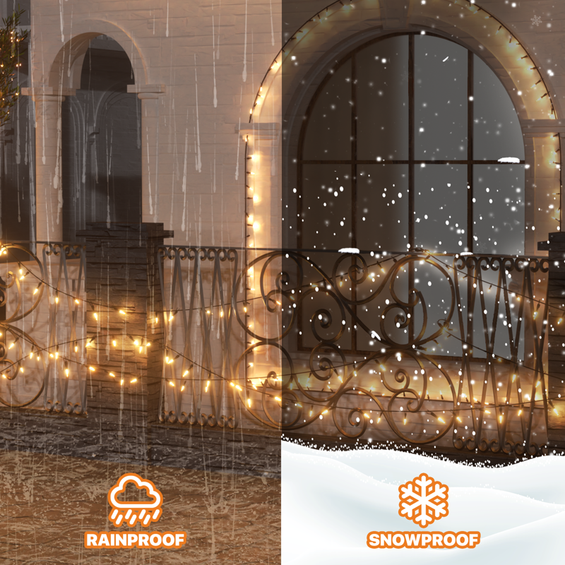 Reusable 43Ft LED String Lights with 100 Bulbs & 8 Modes for Indoor Outdoor Christmas Decor