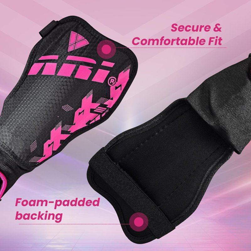 Vizari Napoli Youth Soccer Shin Guards - Pink/Silver, Size L