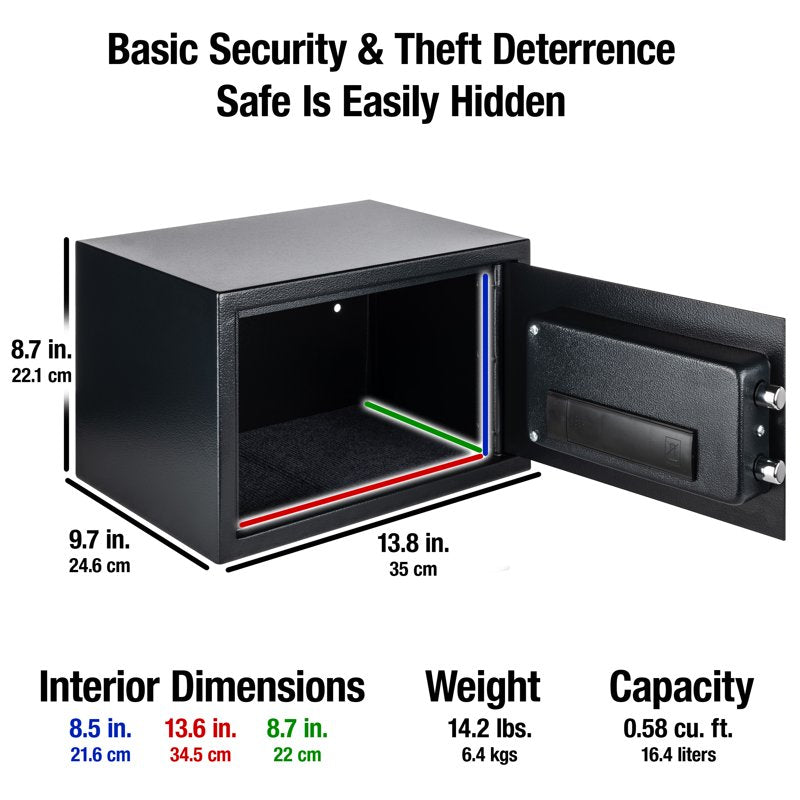 Security Safe with Digital Keypad Lock 0.58 Cu Ft Black