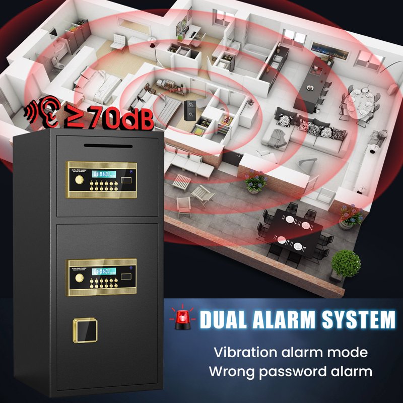 Large Fireproof Drop Safe with Digital Lock & Quick Access Slot – Anti-Theft Business Security