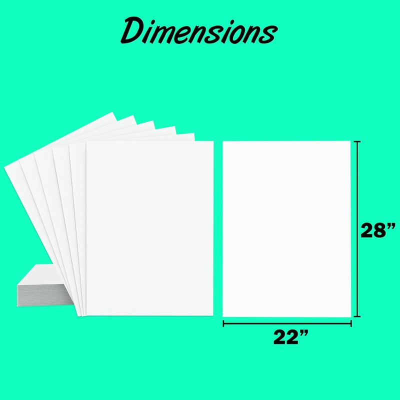 White Poster Boards 22x28 Inches Bulk Pack for Presentations & Creative Projects