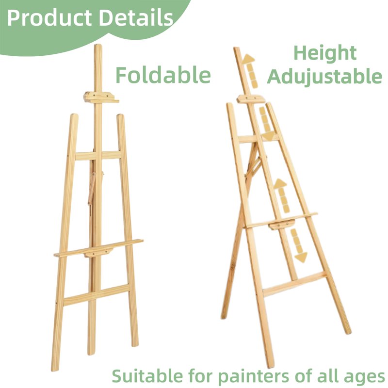 Adjustable Wooden Art Easel Stand for Painting & Display, Studio & Event Use