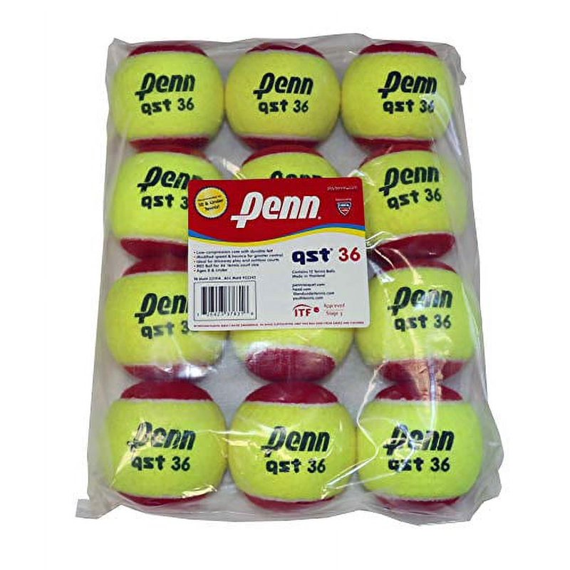 Penn QST 36 Red Felt Tennis Balls 12-Pack for Beginners
