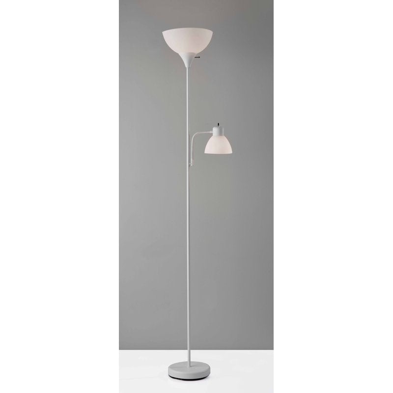 72-Inch White Combo Floor Lamp with Adjustable Reading Light