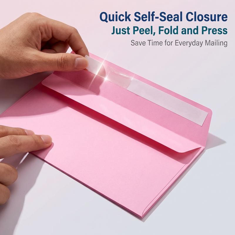 Colorful Business Envelopes #10 Self-Seal Office Mailers 4.13x9.49 Inches 100 Pack