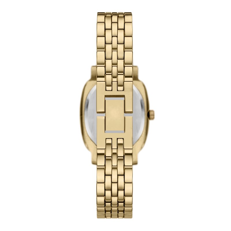 Women's Gold Tone Wristwatch with Taupe Sunray Dial and 5-Link Bracelet