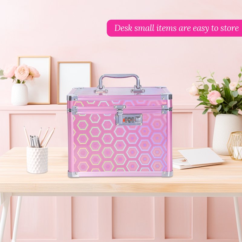 Colorful Rose Combination Lock Box for Documents Valuables & Medications