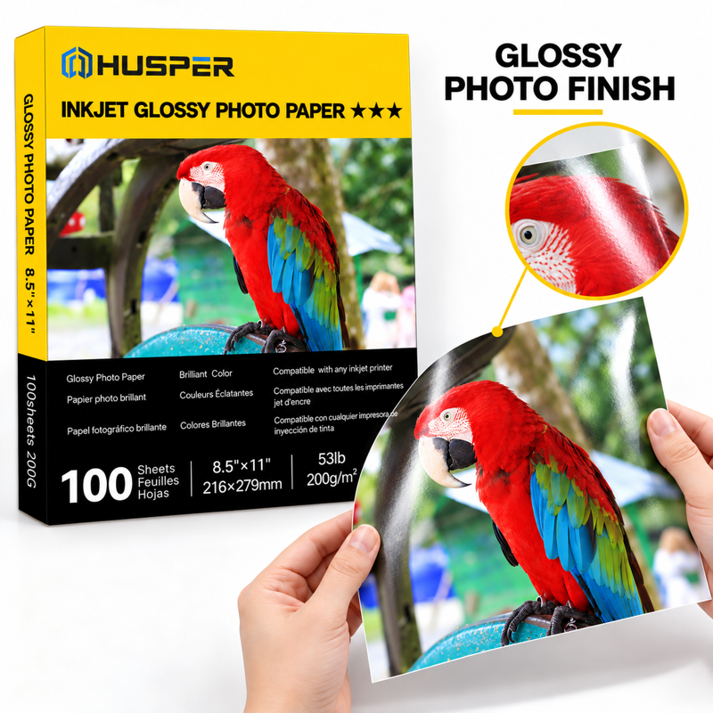 Inkjet Glossy Photo Paper 100 Sheets 8.5x11in 53lb/200gsm Instant Dry for Dye Ink Printers - Variation of THIS listing: 8.5"x11" 100 Sheets