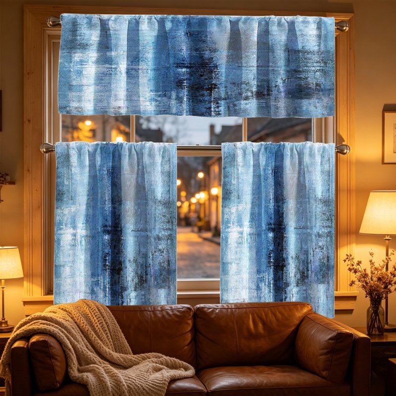 Kitchen Curtains 3-Piece Set Cafe Theme Small Window Drapes Blackout Filters Farmhouse Style