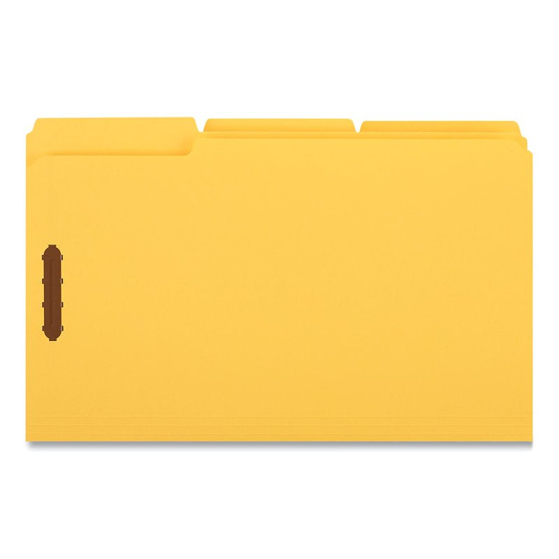 Legal Size Reinforced Top Tab Folder with Fasteners - Yellow, 50 Pack