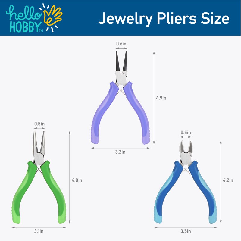 Jewelry Pliers Set - Round Nose Needle Nose & Side Cutter Tools for Jewelry Making