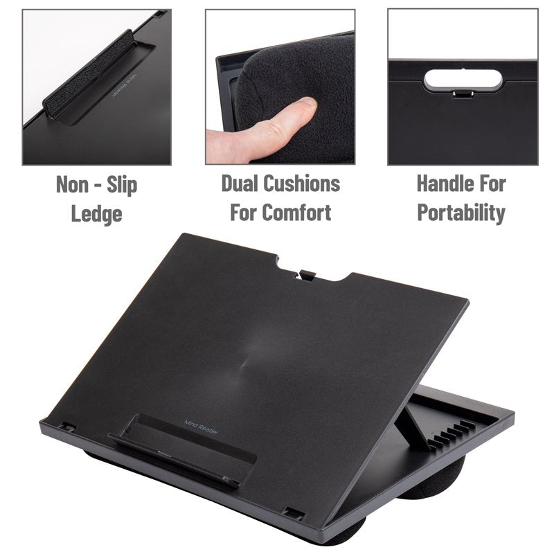 Mind Reader Adjustable 8-Position Lap Desk with Cushions & Monitor Holder, Black