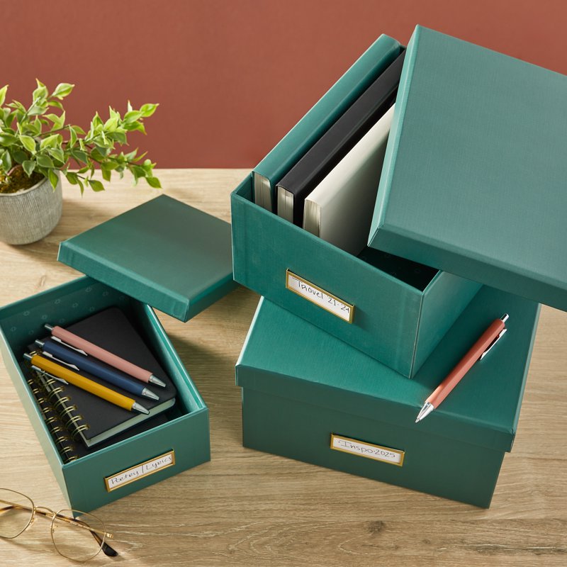 Nesting Storage Box Set - 3 Sizes, Green Emerald Office & Home Organization