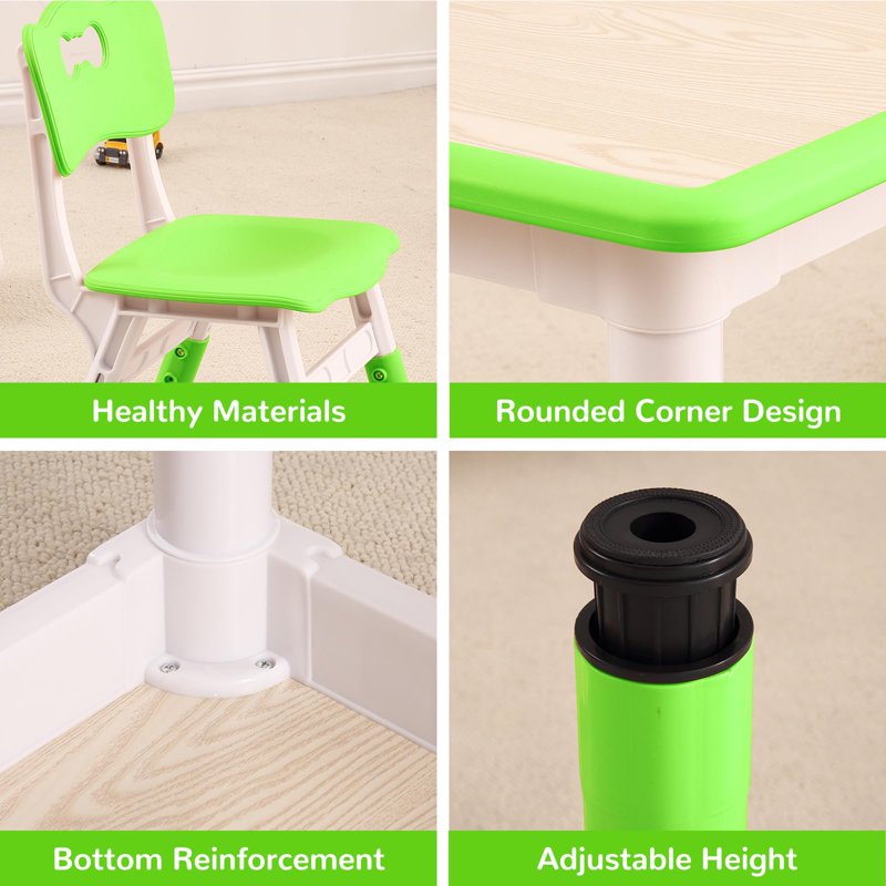 Kids Height Adjustable Activity Table and Chair Set - Multi-Use Children's Desk for Ages 2-10